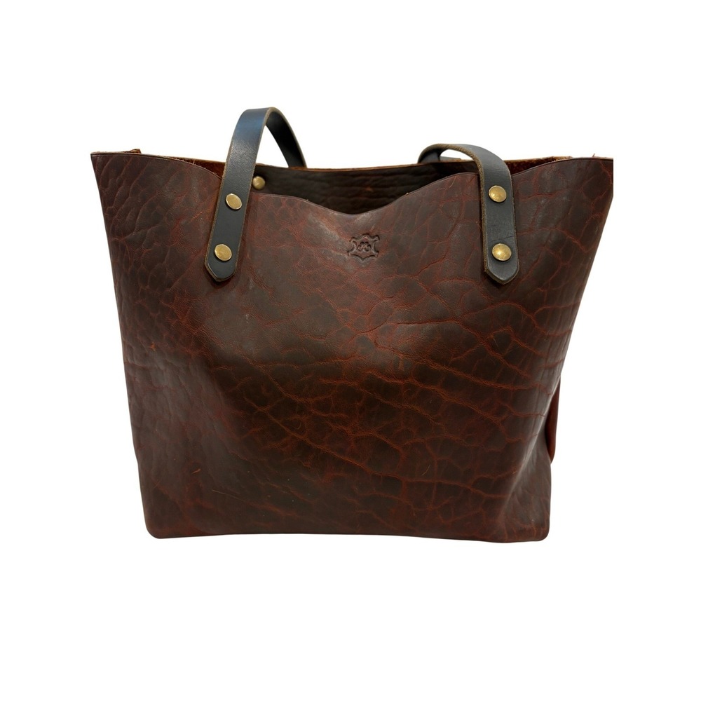 AK Leather The Tote Bag Brown Pebbled Rivets Alaska